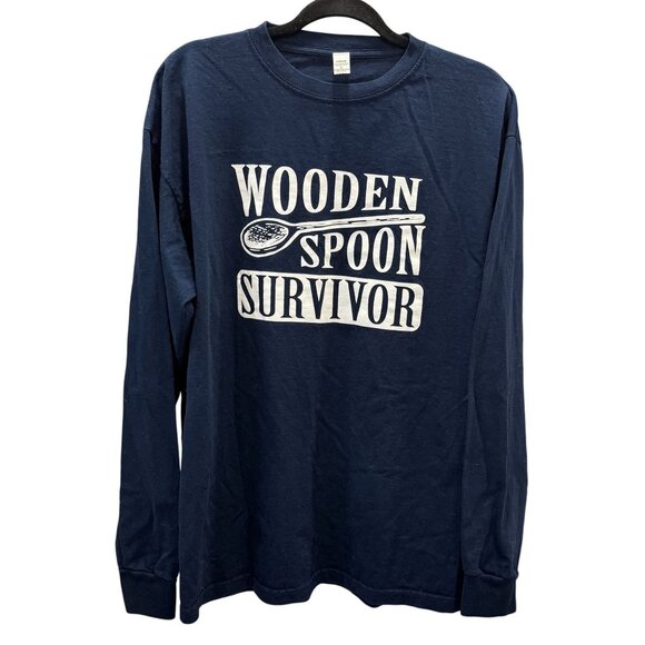 Unknown Other - Wooden Spoon Survivor Navy Blue Long Sleeve Shirt XL 100% Cotton Mens